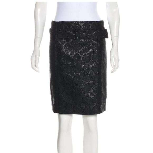 🚫SOLD Prada metallic black shiny pencil skirt EUC - Picture 2 of 8